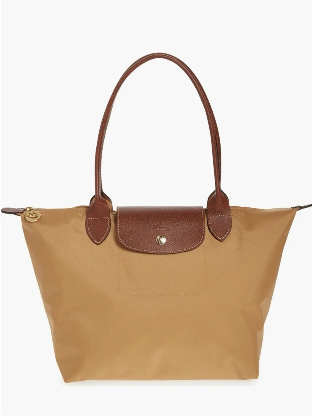 Longchamp Large Le Pliage Tote (Fawn with brown trim & gold hardware)